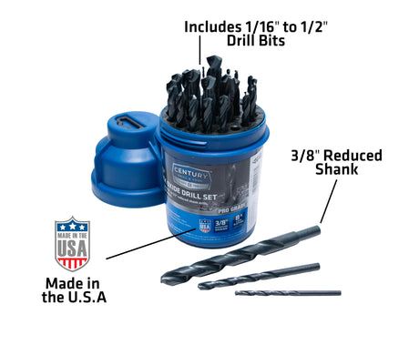 29 Piece Pro Grade Black Oxide Drill Bit Sets