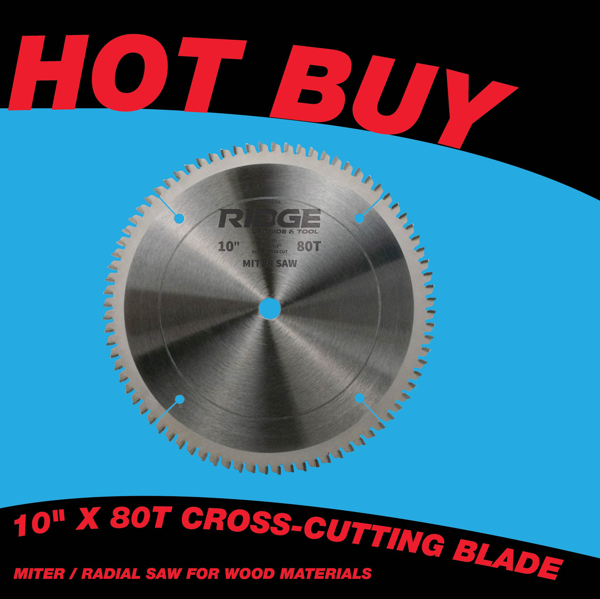 10" X 80T Cross-Cutting Miter / Radial Saw Blade for Wood (RS1000-AR 4+1)